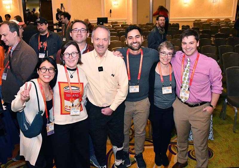 NYT Puzzle Team from left to right — Wyna Liu, Christina Iverson, Ian Livengood, Will Shortz, Joel Fagliano, Tracy Bennett, Sam Ezersky